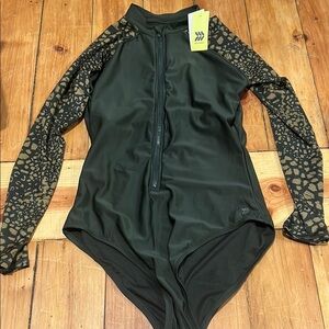 Target Green One Piece Swimsuit with Mesh Sleeves